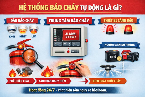 Tìm hiểu hệ thống báo cháy tự động là gì? với thông tin đầy đủ, dễ hiểu và áp dụng đúng chuẩn PCCC.