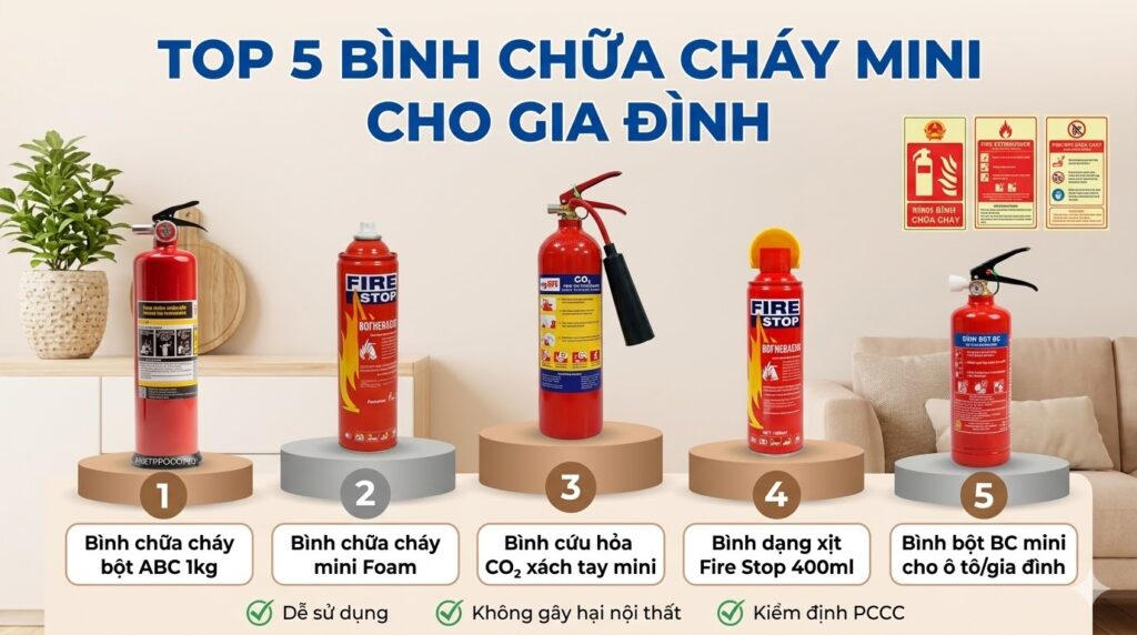 Top 5 bình chữa cháy mini cho gia đình